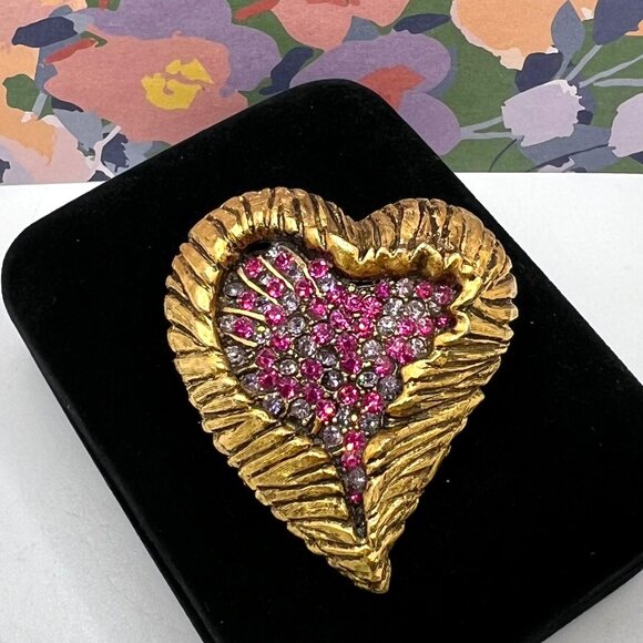 Unbranded Brutalist Heart Pave Brooch - Picture 1 of 6